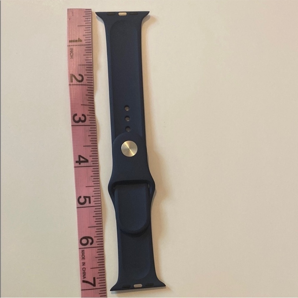 Apple Watch Navy Blue Silicone Band 42mm Silver Buckle NWOT - Picture 7 of 7